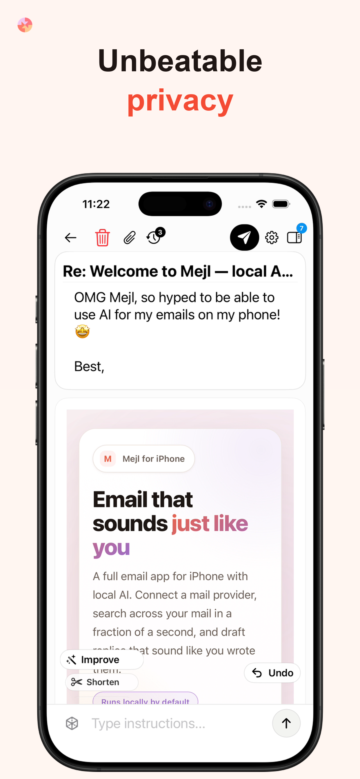 App Store screenshot: Unbeatable privacy